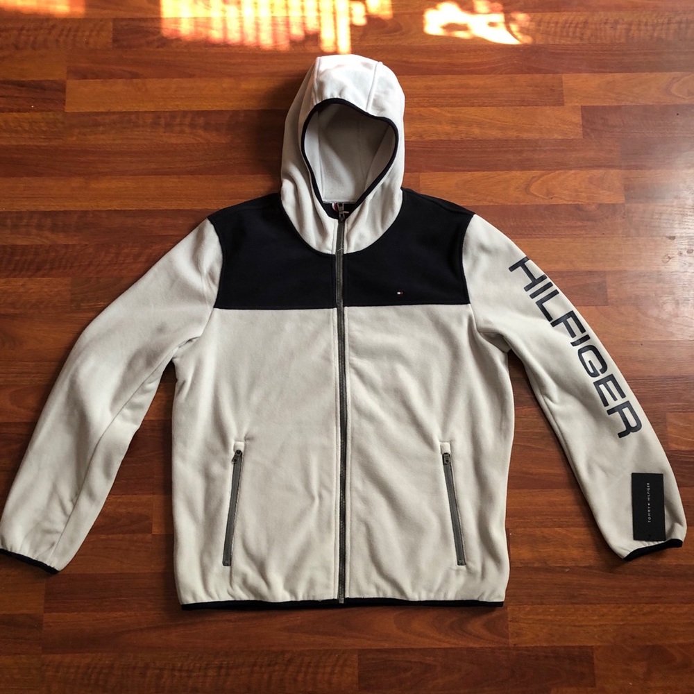 Tommy Hilfiger Hooded Fleece Sweater Mens Sz Large